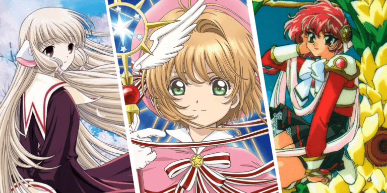 Custom Image Of Chii From Chobits Sakura Holds Her Clow Scepter In Cardcaptor Sakura Hikaru Shidou Sits On A Flower In Magic Knight Rayearth